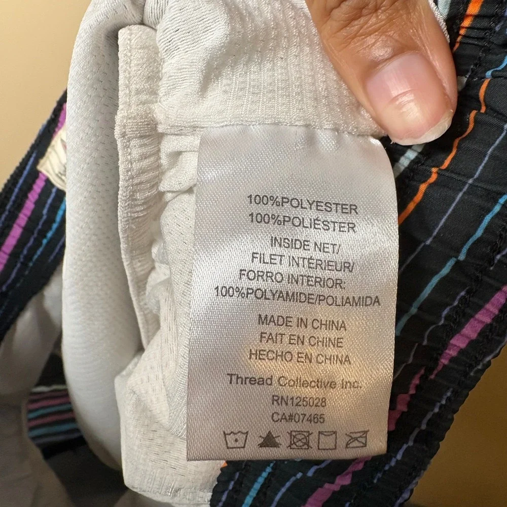Psycho Bunny Adkins Mens Medium Striped Swim Trunks Lined Summer Vacation